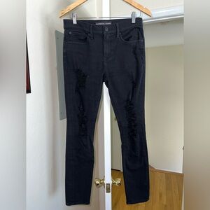 Express Black Distressed Mid Rise Jean Leggings